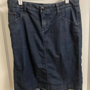 Anthropologie Level 99 Denim Jean pencil skirt with kick pleats